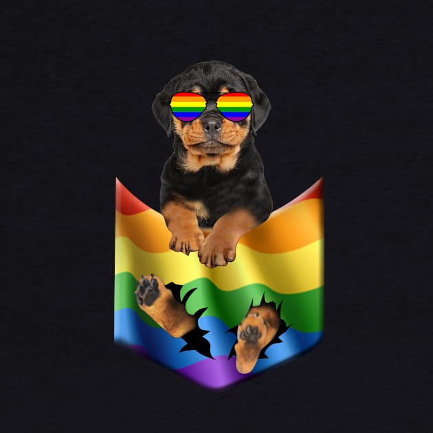 Rottweiler In Pocket LGBT Pride Flag For Dog Lovers by Terryeare